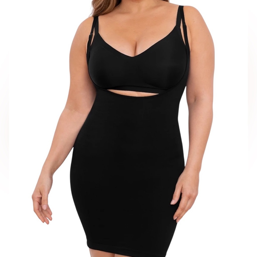 Brand New Shapermint Essentials Open Bust Shaper Slip Dress Black Size 2X